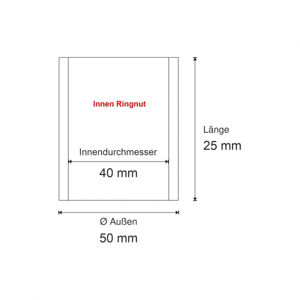 Buchse, Stahl, gehärtet Ø 40x50x25 mm, schweißbar (IS)